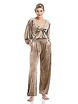 Front View Thumbnail - Topaz Velvet Ankle Wide-Leg Lounge Pants - Billie