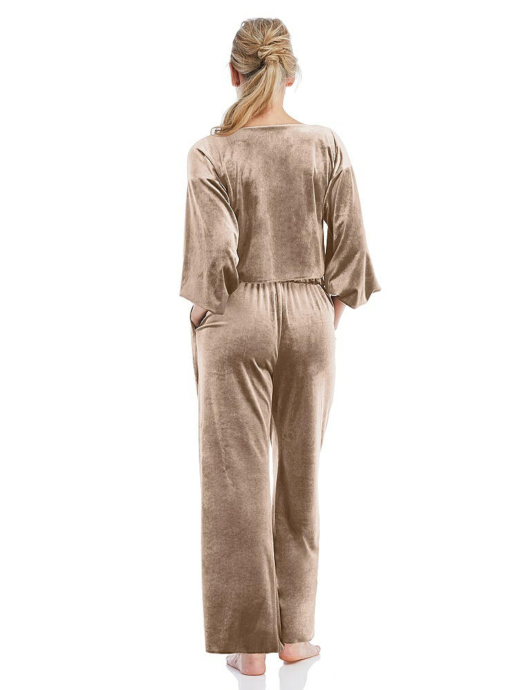 Back View - Topaz Velvet Ankle Wide-Leg Lounge Pants - Billie