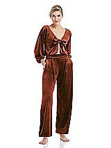 Front View Thumbnail - Auburn Moon Velvet Ankle Wide-Leg Lounge Pants - Billie