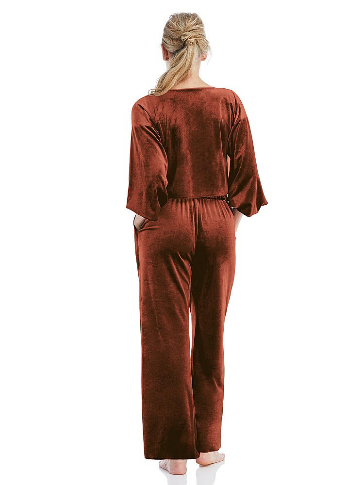 Back View - Auburn Moon Velvet Ankle Wide-Leg Lounge Pants - Billie