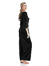 Side View Thumbnail - Black Velvet Ankle Wide-Leg Lounge Pants - Billie