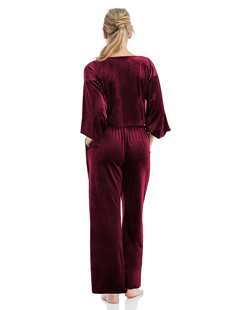 Back View - Cabernet Velvet Ankle Wide-Leg Lounge Pants - Billie