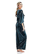 Side View Thumbnail - Dutch Blue Velvet Ankle Wide-Leg Lounge Pants - Billie