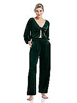 Front View Thumbnail - Evergreen Velvet Ankle Wide-Leg Lounge Pants - Billie