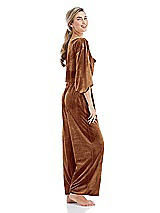 Side View Thumbnail - Golden Almond Velvet Ankle Wide-Leg Lounge Pants - Billie