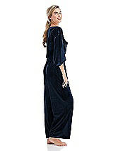 Side View Thumbnail - Midnight Navy Velvet Ankle Wide-Leg Lounge Pants - Billie