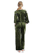 Rear View Thumbnail - Olive Green Velvet Ankle Wide-Leg Lounge Pants - Billie