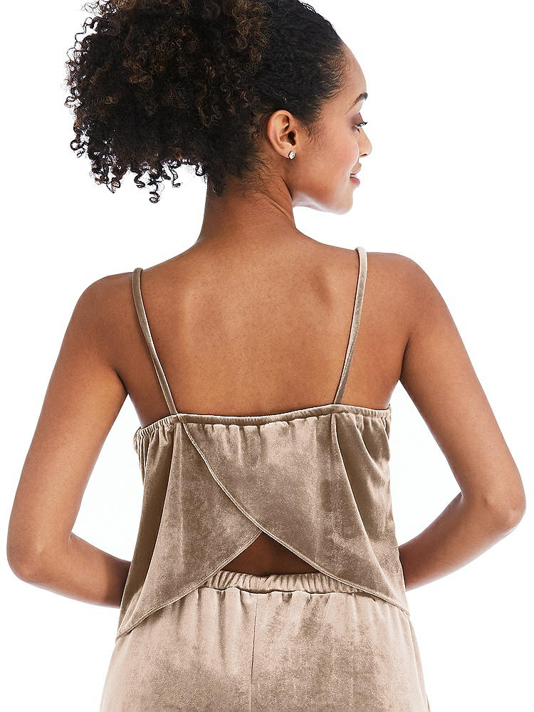 Back View - Topaz Split Back Slim Strap Velvet Cami - Sari