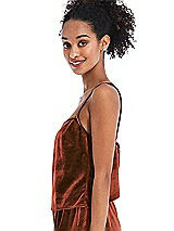 Side View Thumbnail - Auburn Moon Split Back Slim Strap Velvet Cami - Sari