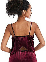 Rear View Thumbnail - Cabernet Split Back Slim Strap Velvet Cami - Sari