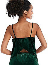 Rear View Thumbnail - Evergreen Split Back Slim Strap Velvet Cami - Sari