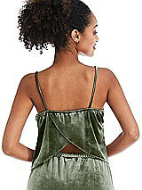 Rear View Thumbnail - Sage Split Back Slim Strap Velvet Cami - Sari