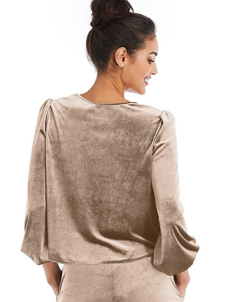 Back View - Topaz Velvet Pullover Puff Sleeve Top - Rue