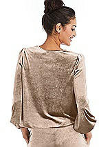 Rear View Thumbnail - Topaz Velvet Pullover Puff Sleeve Top - Rue