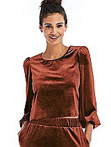 Front View Thumbnail - Auburn Moon Velvet Pullover Puff Sleeve Top - Rue