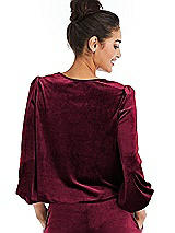 Rear View Thumbnail - Cabernet Velvet Pullover Puff Sleeve Top - Rue