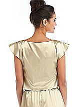 Rear View Thumbnail - Banana Satin Tie-Front Lounge Crop Top - Frankie