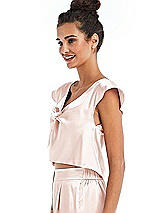 Side View Thumbnail - Blush Satin Tie-Front Lounge Crop Top - Frankie