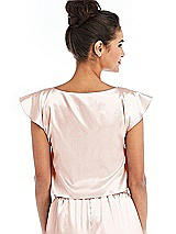 Rear View Thumbnail - Blush Satin Tie-Front Lounge Crop Top - Frankie