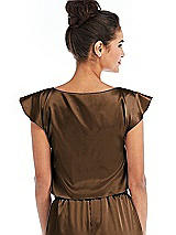 Rear View Thumbnail - Latte Satin Tie-Front Lounge Crop Top - Frankie