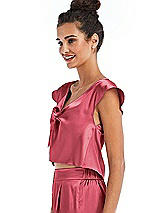 Side View Thumbnail - Nectar Satin Tie-Front Lounge Crop Top - Frankie