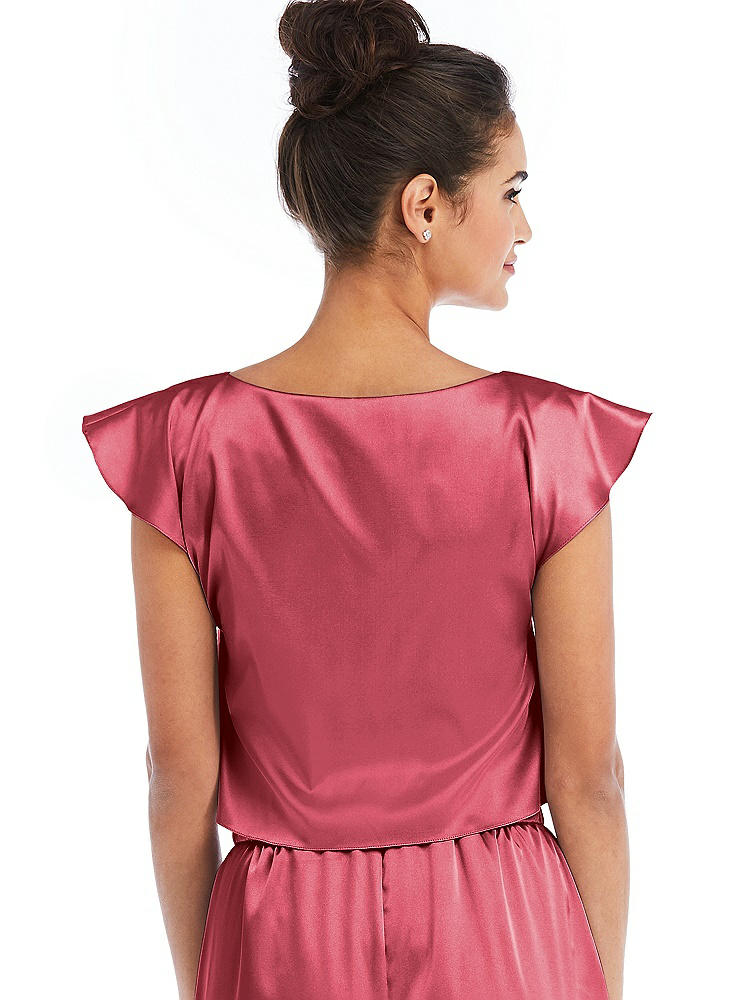 Back View - Nectar Satin Tie-Front Lounge Crop Top - Frankie