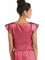 Rear View Thumbnail - Nectar Satin Tie-Front Lounge Crop Top - Frankie