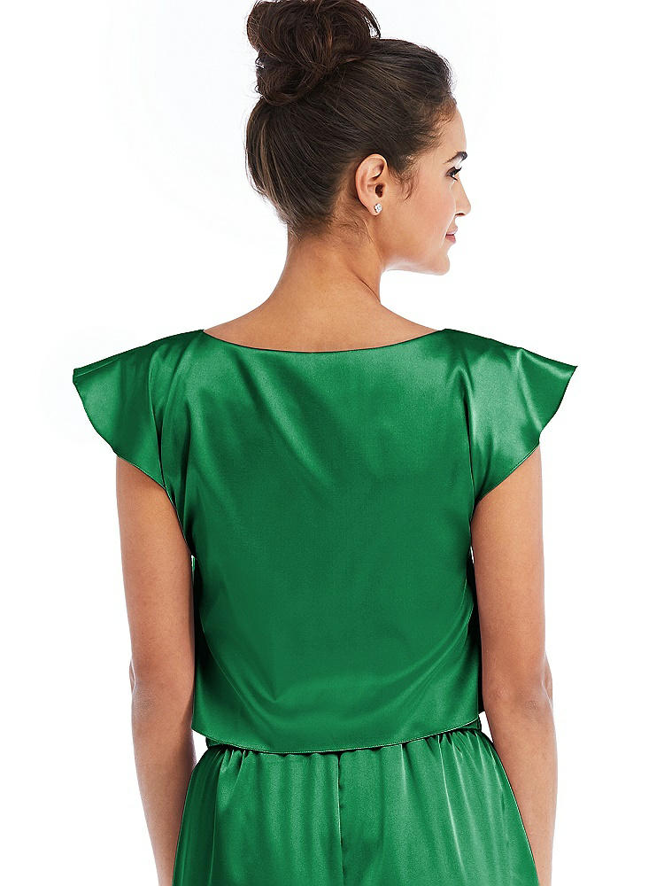 Back View - Shamrock Satin Tie-Front Lounge Crop Top - Frankie