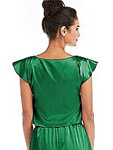 Rear View Thumbnail - Shamrock Satin Tie-Front Lounge Crop Top - Frankie