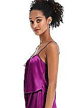 Side View Thumbnail - Persian Plum Drawstring Neck Satin Cami with Bow Detail - Nyla