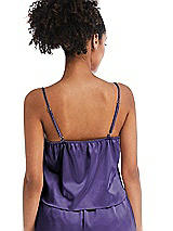 Rear View Thumbnail - Regalia - PANTONE Ultra Violet Drawstring Neck Satin Cami with Bow Detail - Nyla