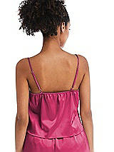 Rear View Thumbnail - Shocking Drawstring Neck Satin Cami with Bow Detail - Nyla