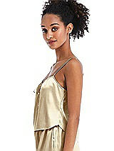 Side View Thumbnail - Banana Drawstring Neck Satin Cami with Bow Detail - Nyla