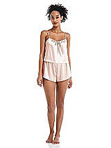 Alt View 1 Thumbnail - Blush Drawstring Neck Satin Cami with Bow Detail - Nyla