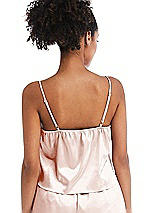 Rear View Thumbnail - Blush Drawstring Neck Satin Cami with Bow Detail - Nyla