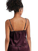 Rear View Thumbnail - Bordeaux Drawstring Neck Satin Cami with Bow Detail - Nyla