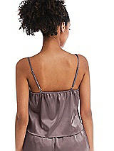 Rear View Thumbnail - French Truffle Drawstring Neck Satin Cami with Bow Detail - Nyla