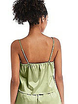 Rear View Thumbnail - Mint Drawstring Neck Satin Cami with Bow Detail - Nyla