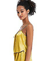 Side View Thumbnail - Marigold Drawstring Neck Satin Cami with Bow Detail - Nyla