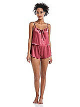 Alt View 1 Thumbnail - Nectar Drawstring Neck Satin Cami with Bow Detail - Nyla