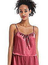 Front View Thumbnail - Nectar Drawstring Neck Satin Cami with Bow Detail - Nyla