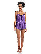 Alt View 1 Thumbnail - Pansy Drawstring Neck Satin Cami with Bow Detail - Nyla