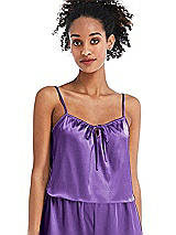 Front View Thumbnail - Pansy Drawstring Neck Satin Cami with Bow Detail - Nyla