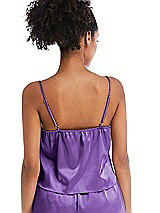 Rear View Thumbnail - Pansy Drawstring Neck Satin Cami with Bow Detail - Nyla