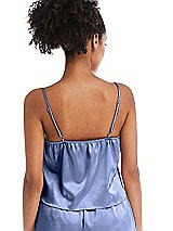 Rear View Thumbnail - Periwinkle - PANTONE Serenity Drawstring Neck Satin Cami with Bow Detail - Nyla