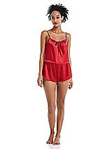 Alt View 1 Thumbnail - Parisian Red Drawstring Neck Satin Cami with Bow Detail - Nyla