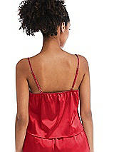 Rear View Thumbnail - Parisian Red Drawstring Neck Satin Cami with Bow Detail - Nyla