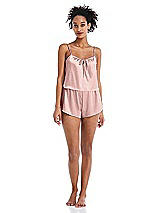 Alt View 1 Thumbnail - Rose - PANTONE Rose Quartz Drawstring Neck Satin Cami with Bow Detail - Nyla