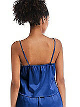 Rear View Thumbnail - Sapphire Drawstring Neck Satin Cami with Bow Detail - Nyla