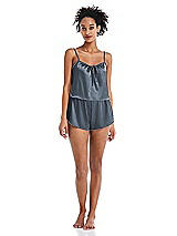 Alt View 1 Thumbnail - Silverstone Drawstring Neck Satin Cami with Bow Detail - Nyla